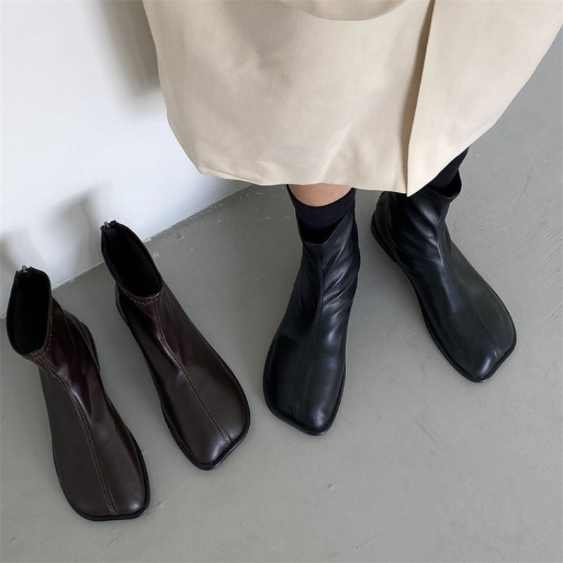 Women'S Fashion Korea - Sepatu Bot Wanita Musim Gugur Kulit