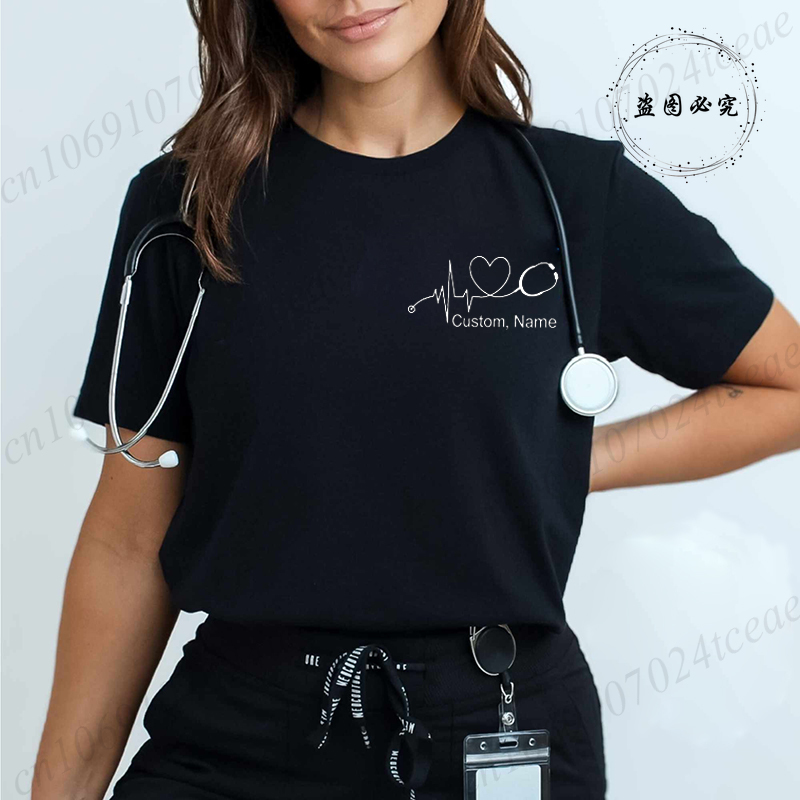 Women Fashion Names - Kaos Perawat Nama Kustom Stetoskop Detak
