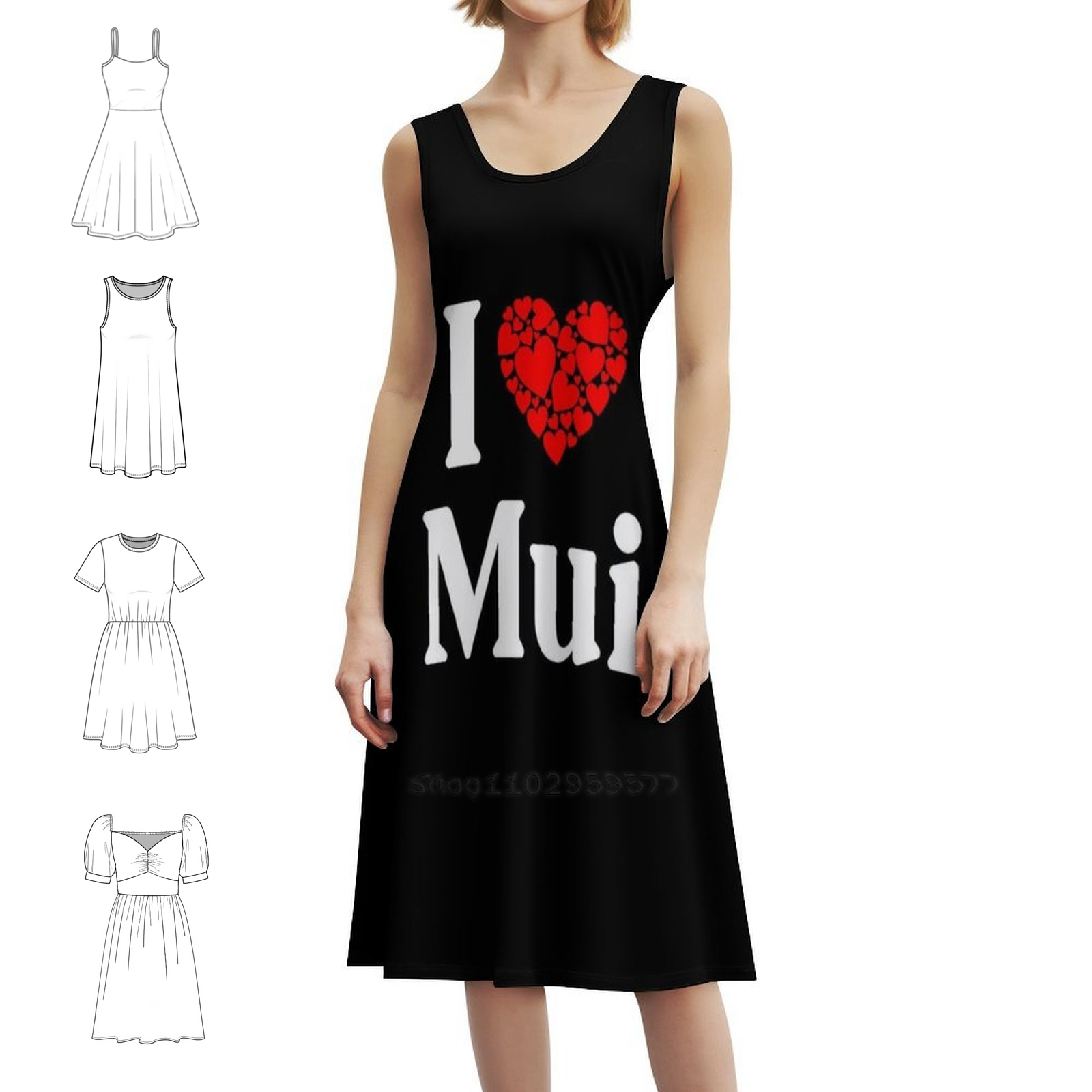 Women Fashion Dress Names - Gaun Mui Heart-I Love Mui Boho